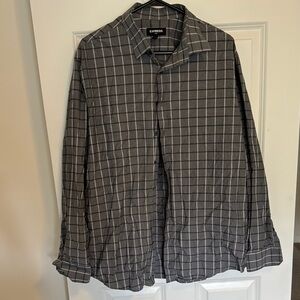 Express Gray Casual Button Down Shirt